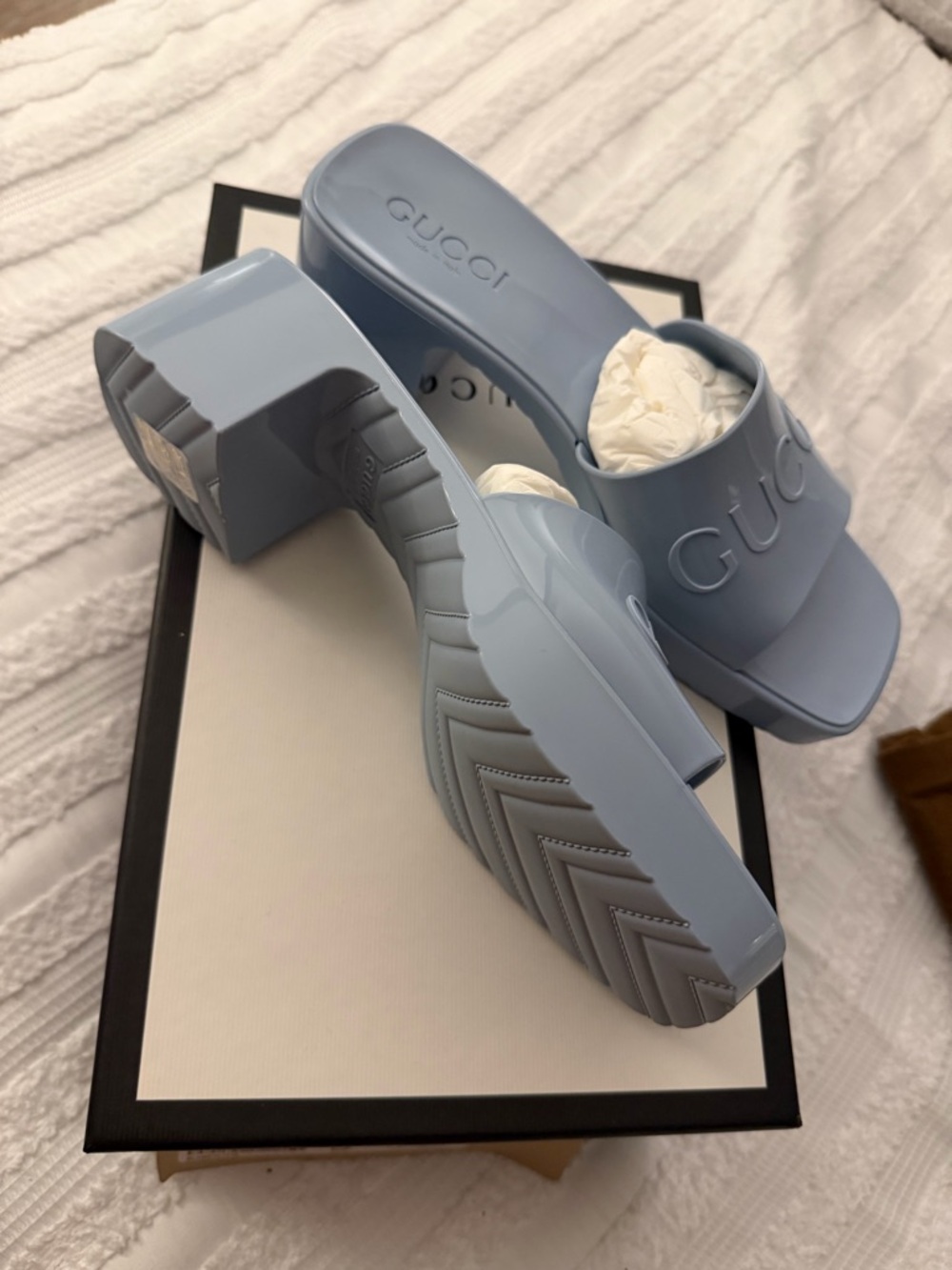 Gucci Light Blue Slide Sandals - Picture 4 of 5